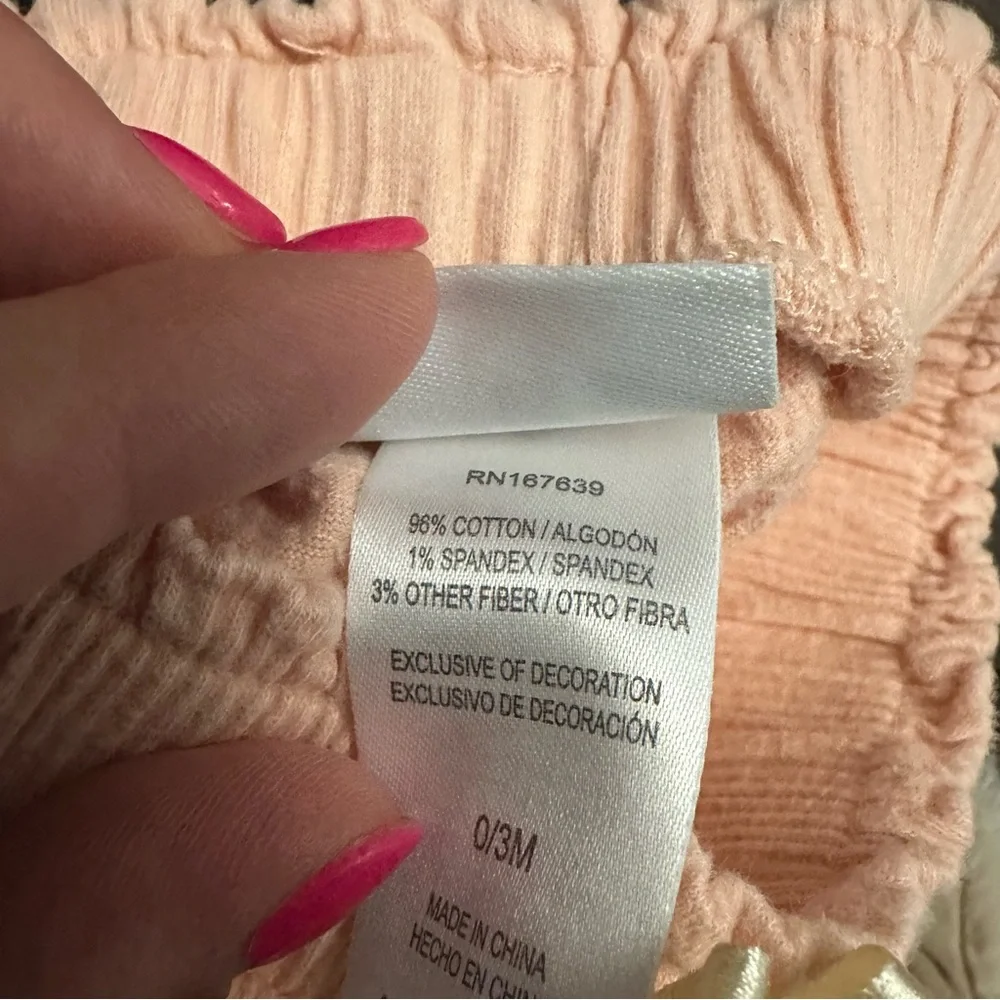 Nicole Miller Legging Pants 0-3 month Set of 4 Baby Girl Peach Tan Floral - Picture 7 of 7